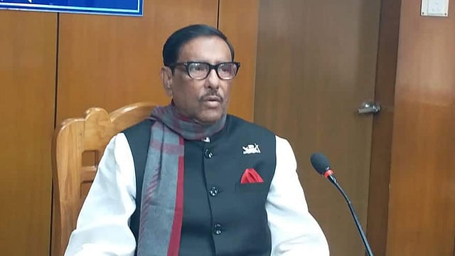 সচিবালয়ে সমসাময়িক বিষয় নিয়ে আয়োজিত সংবাদ ব্রিফিংয়ে ওবায়দুল কাদের। ছবি: প্রথম আলো