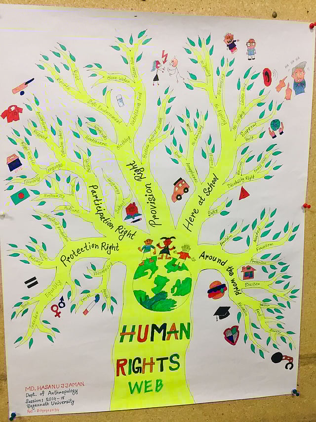 জগন্নাথ বিশ্ববিদ্যালয়ের সমাজকর্ম, সমাজবিজ্ঞান, নৃবিজ্ঞান এবং ভূমি ব্যবস্থাপনা ও আইন বিভাগের ১৫ শিক্ষার্থীর পোস্টার প্রদর্শনীতে স্থান পায়। ছবি: লেখক