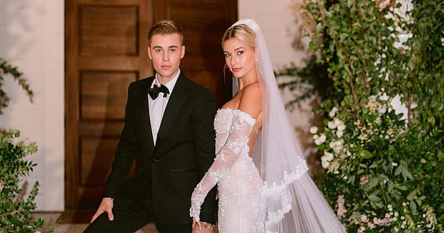 জাস্টিন বিবার ও হেইলি ব্যাল্ডউইনের বিয়ের আরেকটি ছবি। ছবি: এএফপি