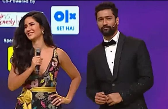 জির মঞ্চে ক্যাটরিনা ও ভিকি। ছবি: ইউটিউব