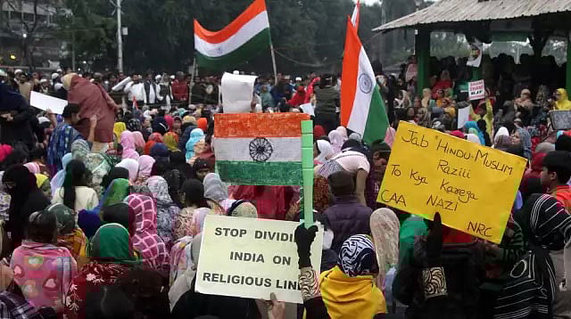 কলকাতার পার্ক সার্কাসে সিএএ-বিরোধী বিক্ষোভে নারীরা। ছবি: ভাস্কর মুখার্জি