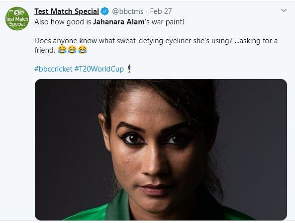 জাহানারাকে নিয়ে বিবিসি টেস্ট ম্যাচ স্পেশালের টুইট। ছবি: টুইটার
