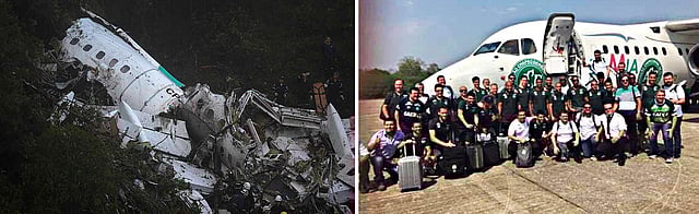 বিধ্বস্ত হওয়ার পর সেই বিমান, বিমানে ওঠার আগে শাপেকোয়েনস দল। ছবি: সংগৃহীত