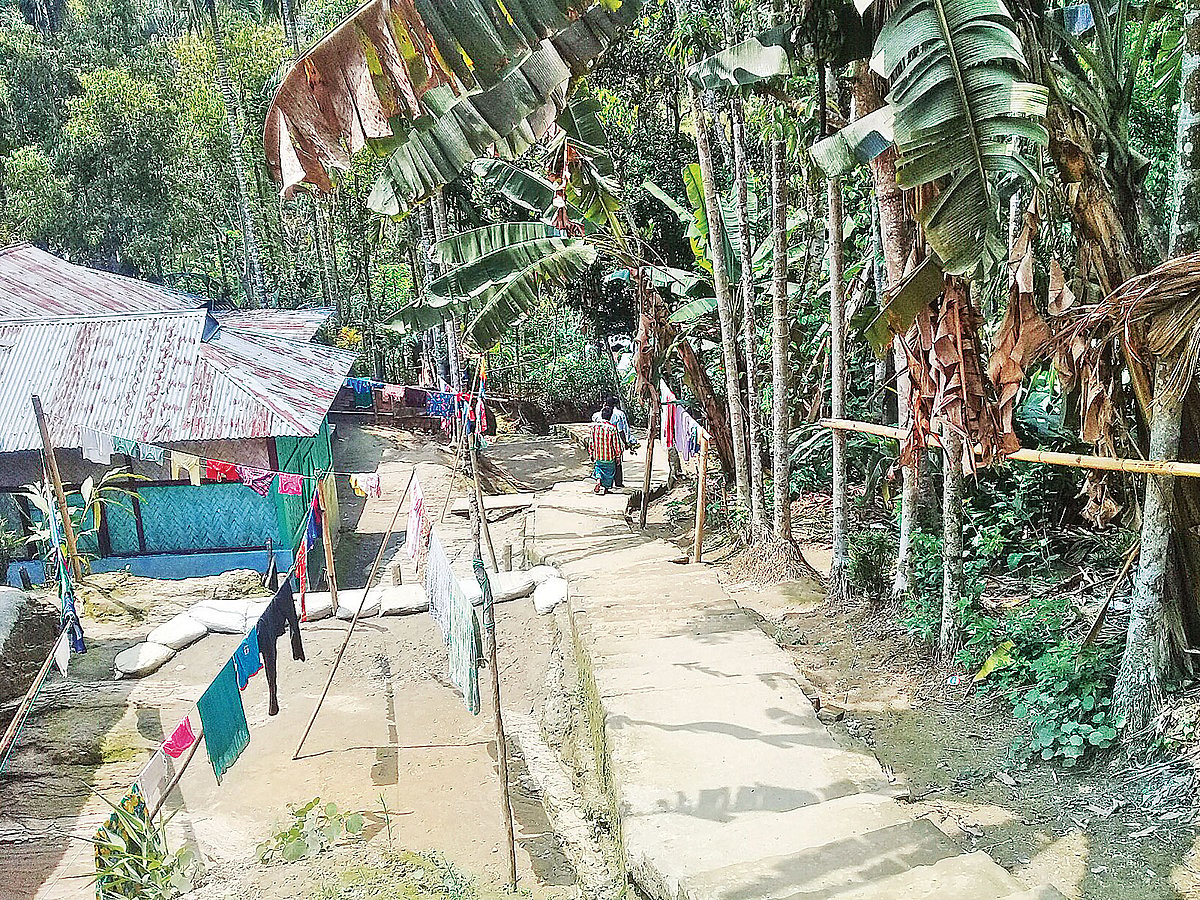 কমলগঞ্জের আদমপুর বন বিট এলাকাসংলগ্ন কালেঞ্জী খাসিয়াপুঞ্জি। ছবি: প্রথম আলো