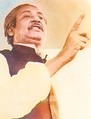 ৭ মার্চের ভাষণের একটি মুহূর্ত। ছবি: সংগৃহীত