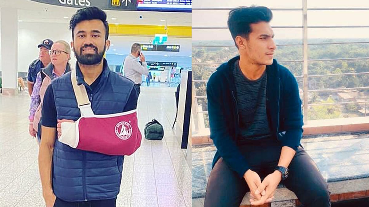 অস্ট্রেলিয়া থেকে ফিরে সাদমান ইসলাম আর মৃতঞ্জয় চৌধুরী এখন আছেন ‘হোম কোয়ারেন্টিনে’। ছবি: ফেসবুক থেকে নেওয়া