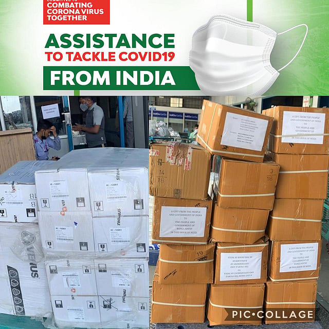কোভিড-১৯ মোকাবিলায় সহায়তার অংশ হিসেবে বাংলাদেশকে ৩০ হাজার সার্জিক্যাল মাস্ক এবং ১৫ হাজার হেডকভার দিয়েছে ভারত। ছবি: বিজ্ঞপ্তি