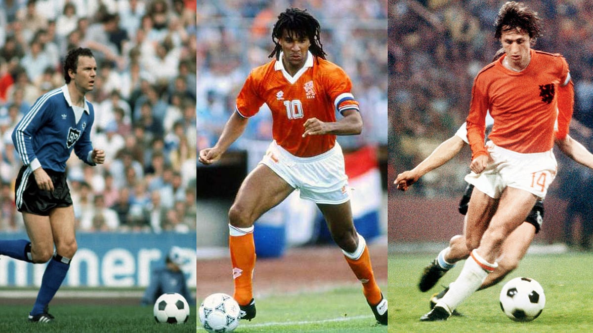 ফ্রাঞ্জ বেকেনবাওয়ার, রুদ খুলিত ও ইয়োহান ক্রুয়েফ। ফাইল ছবি