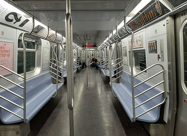 করোনাভাইরাস আক্রান্ত সময়। ম্যানহাটনের এক স্টেশনে অল্পসংখ্যক যাত্রী দেখা যাচ্ছে ট্রেনে। ১৯ মার্চ, সন্ধ্যা সাড়ে ছটা।