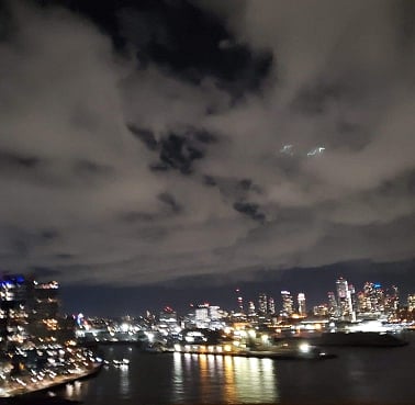 ইস্ট রিভারের পাড়ে গড়ে উঠেছে ম্যানহাটনের মিড টাউন। বর্ণিল আলোয় সজ্জিত বিল্ডিংগুলোর ওপর কালো মেঘের ছায়া। ২১ মার্চ, রাত সাড়ে দশটা।