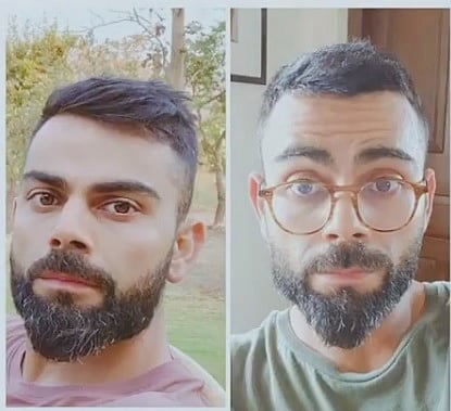 কোহলির নতুন কাট (ডান) কেমন হলো? ছবি: ইনস্টাগ্রাম