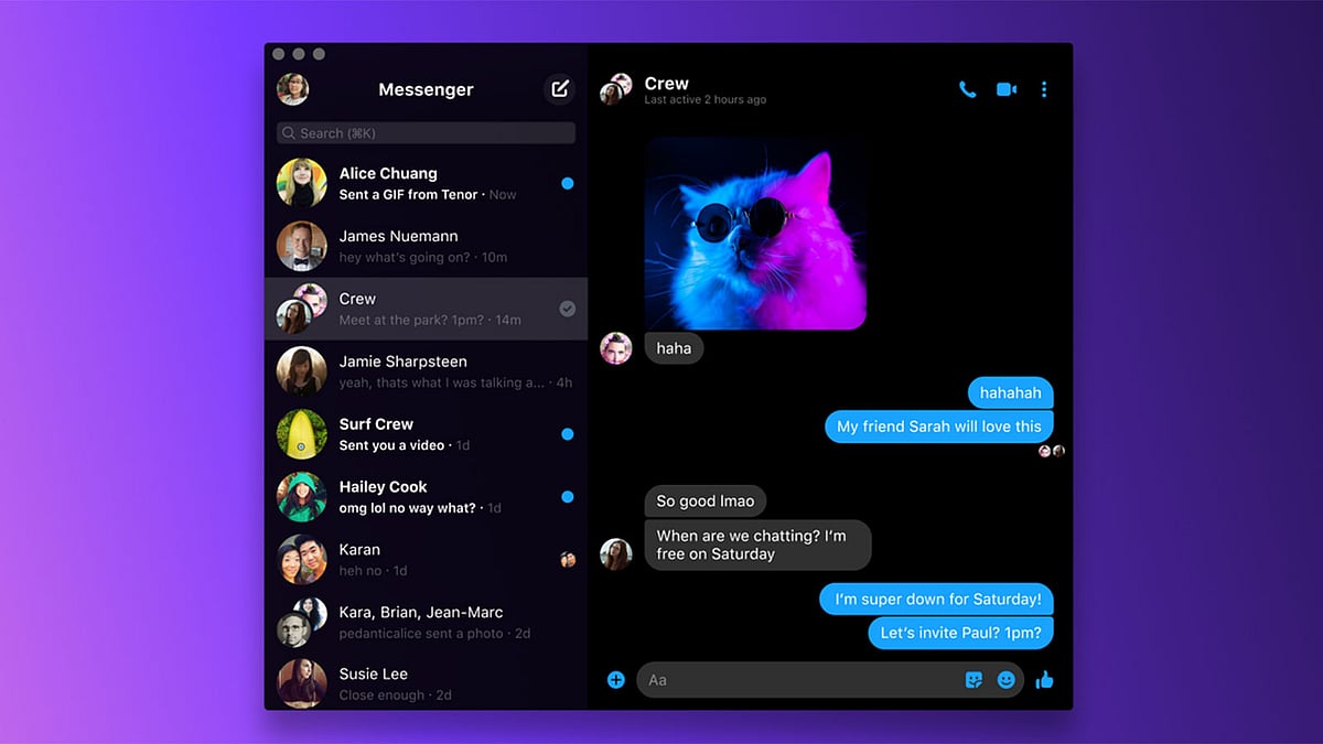 ডেস্কটপ অ্যাপ হিসেবে এল মেসেঞ্জার। ছবি: ফেসবুকের সৌজন্যে
