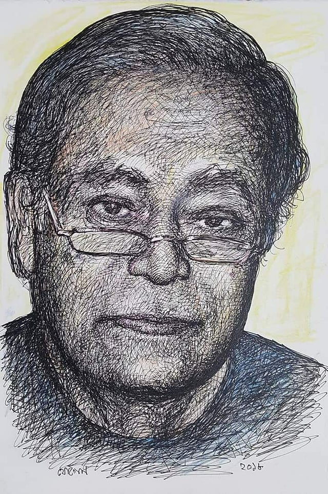 শিল্পী যোগেন চৌধুরীর আঁকা বেলাল চৌধুরীর স্কেচ