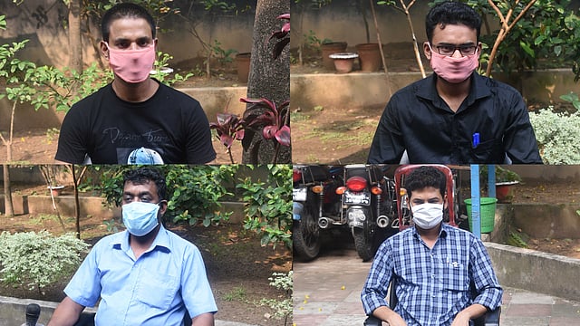 করোনাভাইরাসে সংক্রমিত হওয়ার পর সুস্থ হয়েছেন পুলিশের এই চার সদস্য। ছবি: প্রথম আলো