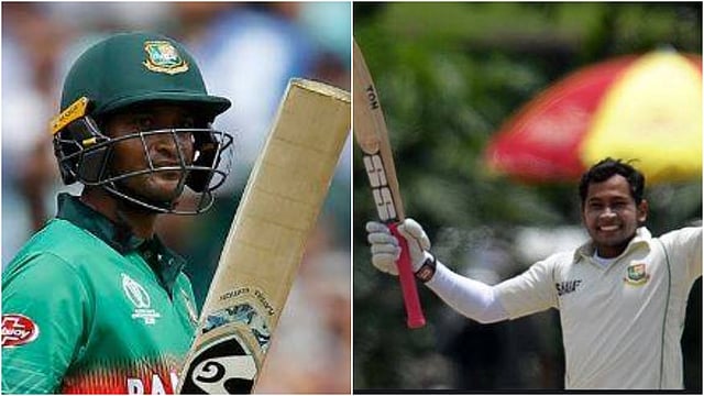 সাকিব–মুশফিকের নিলামে বিক্রি হওয়া ব্যাট দুটি ফেরত আনার ইচ্ছা বিসিবির। ছবি: এএফপি