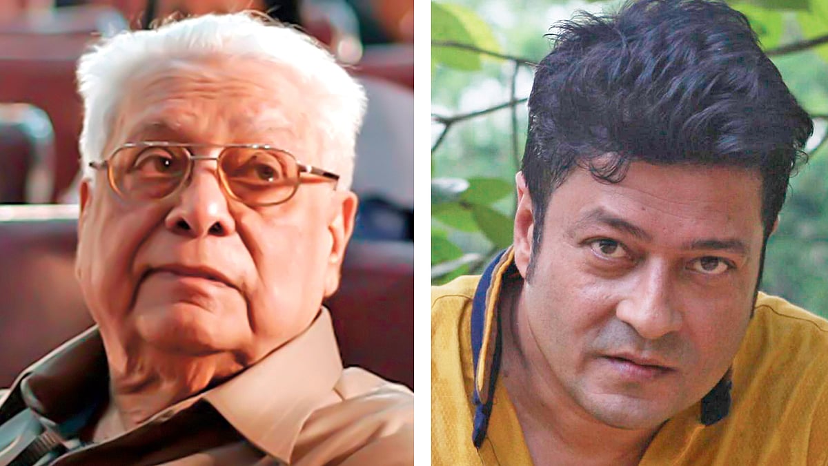 হঠাৎ বৃষ্টি ছবির পরিচালক বাসু চ্যাটার্জি, অভিনেতা ফেরদৌস। ছবি: সংগৃহীত