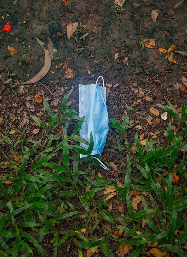 ঘাসের মধ্যে পড়ে আছে মাস্ক