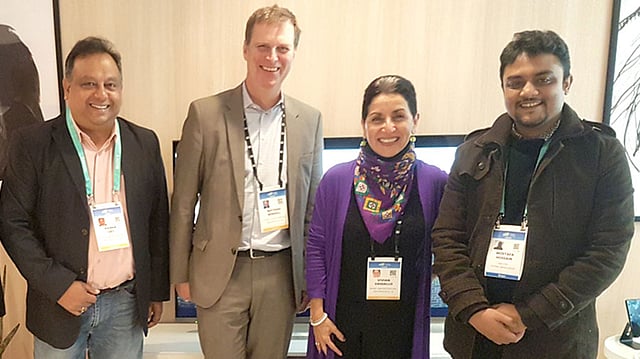 যুক্তরাষ্ট্রের সান ফ্রান্সিসকোয় ডলবির প্রধান কার্যালয়ে প্রতিষ্ঠানটির সিনিয়র ডিরেক্টর ভিভিয়ান ই ভাসাল্লো এবং ওয়ালটন টেলিভিশনের প্রধান নির্বাহী কর্মকর্তা প্রকৌশলী মোস্তফা নাহিদ হোসেনসহ অন্যরা। ছবি: বিজ্ঞপ্তি