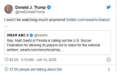ফুটবল না দেখা নিয়ে এ টুইট করেন ট্রাম্প। ছবি: টুইটার