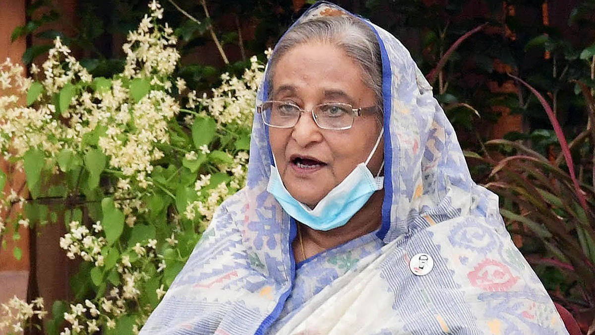 প্রধানমন্ত্রী শেখ হাসিনা গণভবন থেকে ভিডিও কনফারেন্সের মাধ্যমে স্পেশাল সিকিউরিটি ফোর্সের (এসএসএফ) প্রতিষ্ঠাবার্ষিকীর অনুষ্ঠানে ভাষণ দেন। ঢাকা, ১৫ জুন। ছবি: পিআইডি