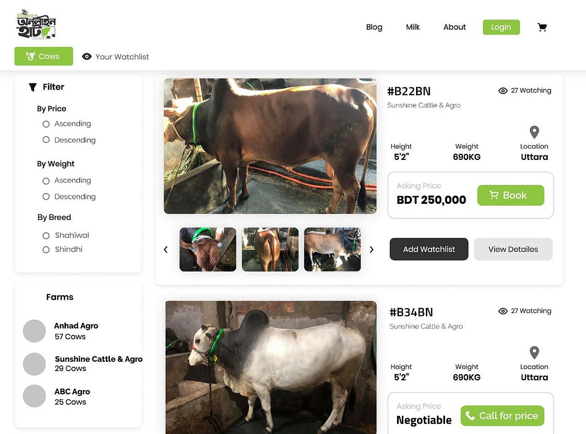 ভার্চ্যুয়াল পশুর হাটে পশুর দাম, ওজন, বয়স সবই দেওয়া থাকবে। ছবি–ভিডিও দেখে পশু পছন্দ করে কিনতে পারবেন ক্রেতারা।