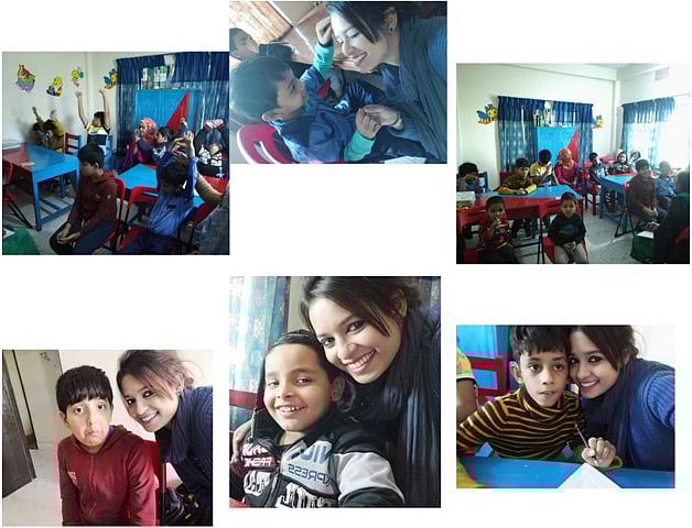 বিশেষ শিশুদের সঙ্গে লেখিকা। বিশেষ শিশুদের সংযুক্ত রাখতে তৈরি করতে হবে বিশেষ কারিকুলাম।