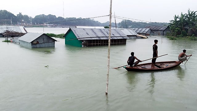 জামালপুর সদরেও বন্যার ক্ষত। নাওভাঙ্গা চর, ২০ জুলাই। প্রথম আলো
