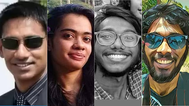 মেজর (অব.) সিনহা মো. রাশেদ খান, শিপ্রা রানী দেবনাথ, সাহেদুল ইসলাম সিফাত ও তাহসিন রিফাত নূর।