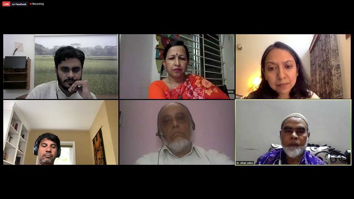 ‘কোভিড-১৯ অতিমারিতে অনানুষ্ঠানিক স্বাস্থ্য সেবাদানকারীদের ভূমিকা ও স্বাস্থ্যনীতিতে এর প্রভাব’ শীর্ষক ওয়েবিনারের আয়োজন করে হেলথ অ্যালায়েন্স বাংলাদেশ এবং জীয়ন। ছবি: সংগৃহীত