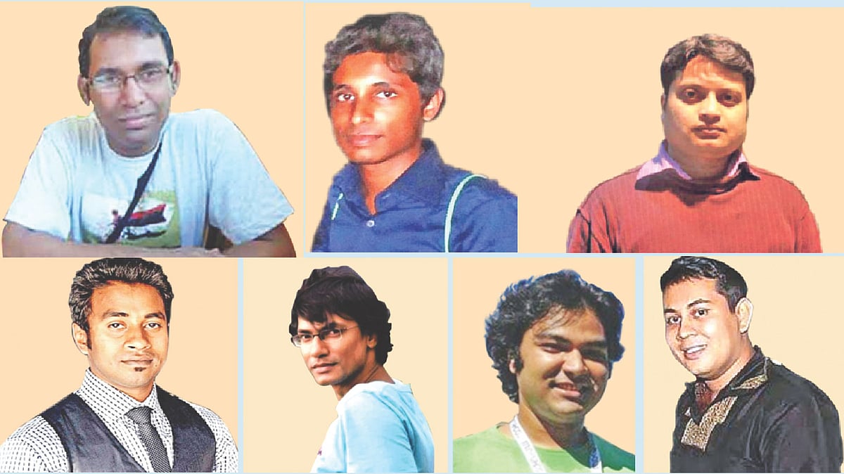 রাজীব হায়দার,ওয়াশিকুর রহমান বাবু ,অনন্ত বিজয় দাশ, নীলাদ্রি চট্টোপাধ্যায় ,নাজিম উদ্দিন সামাদ, জুলহাজ মান্নান ওমাহবুব তনয় 
