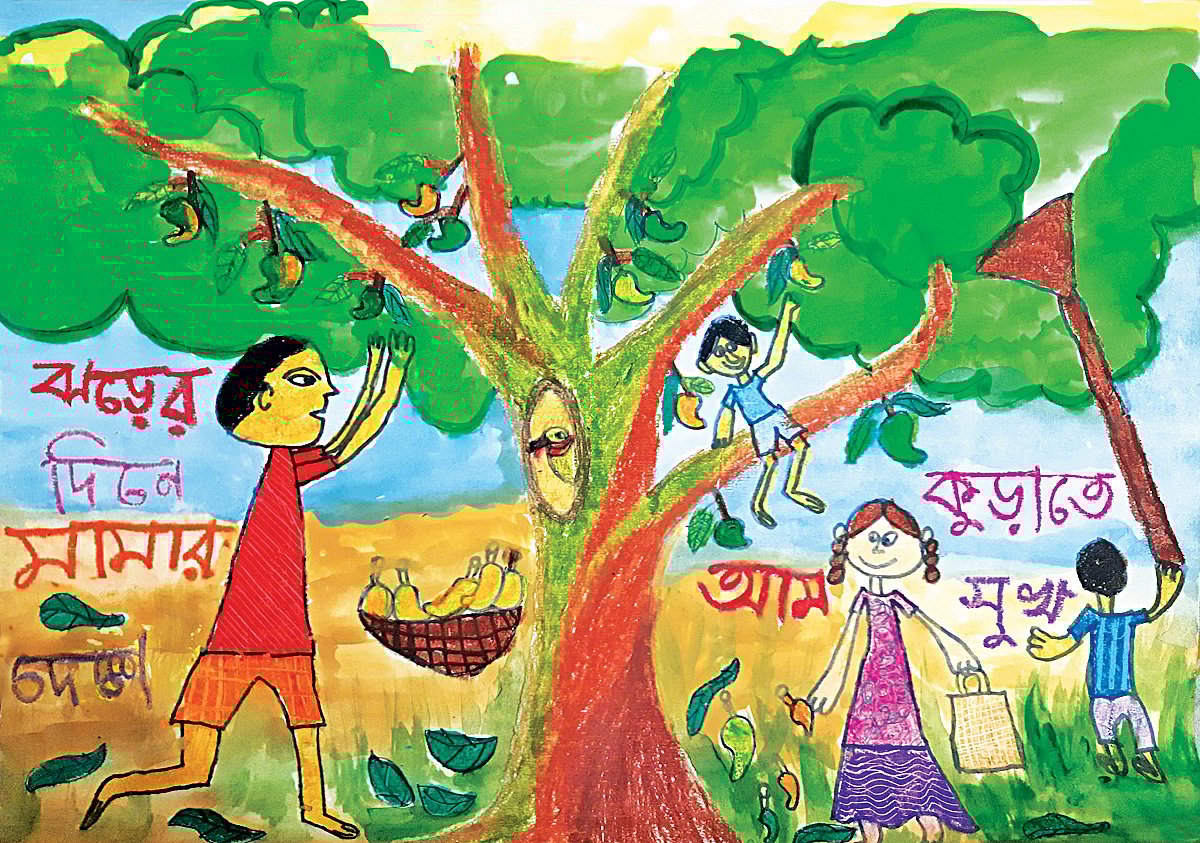 আঁকা: তাজমীন আন–নিসা হোসেন, কিন্ডারগার্টেন, ওয়াইডব্লিউসিএ গার্লস হাইস্কুল, ঢাকা