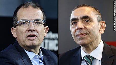 মডার্নার প্রধান নির্বাহী কর্মকর্তা (সিইও) স্টেফান ব্যানচেল ও বায়োএনটেকের সিইও উগুর সাহিন