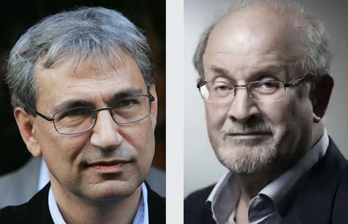 নোবেলজয়ী ওরহান পামুক, ম্যান বুকার পুরস্কারজয়ী লেখক সালমান রুশদি।