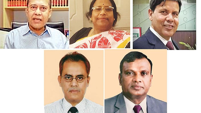 কাজী হাবিবুল আউয়াল, বেগম রাশিদা সুলতানা, আহসান হাবীব খান, মো. আলমগীর ও আনিছুর রহমান