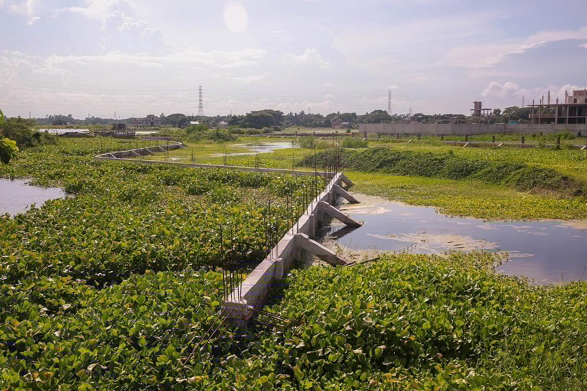 বাস্তা ইউনিয়নে কোনাখোলা–বোয়ালি সড়ক এলাকায় জলাশয় ভরাট করে শরীফ নগরের সীমানাপ্রাচীর নির্মাণ করা হচ্ছে। বালু দিয়ে ভরাট করা হচ্ছে জলাশয়।