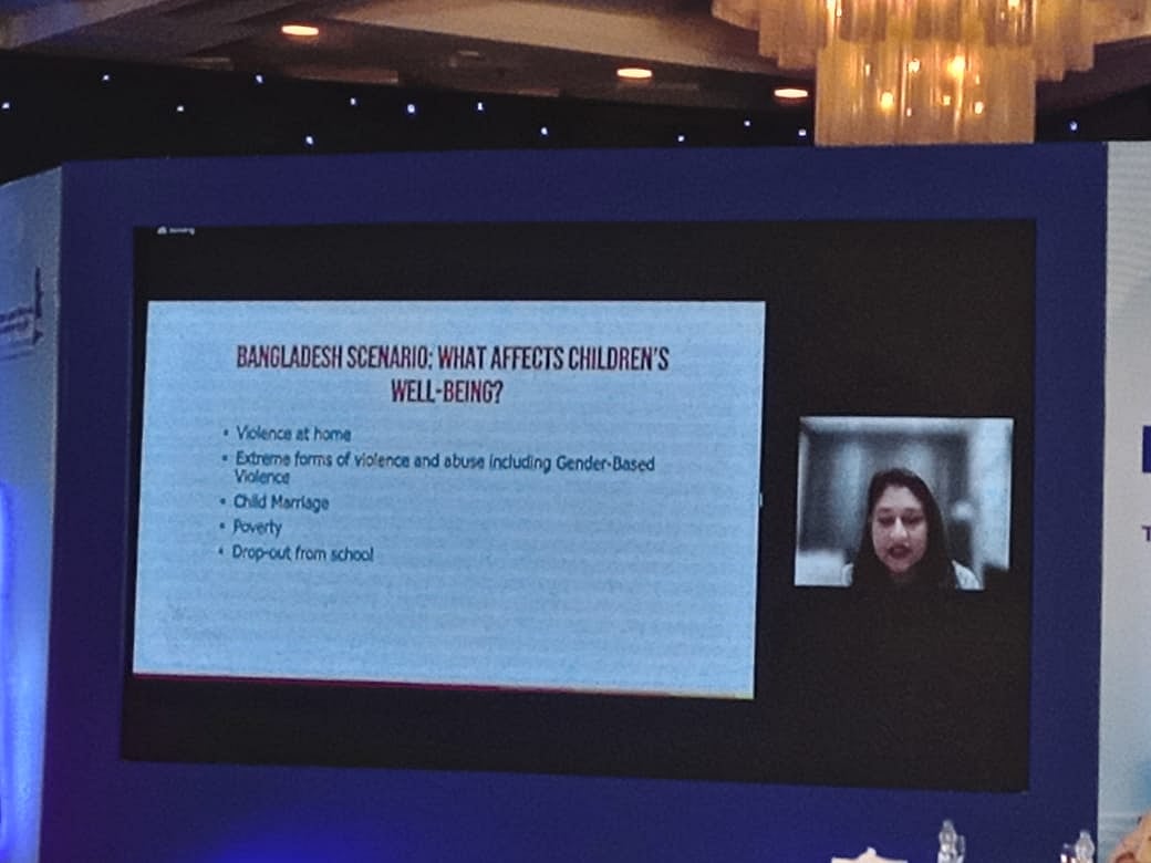 ভার্চ্যুয়ালি যুক্ত থেকে বাংলাদেশে শিশু সুরক্ষায় প্রথম জাতীয় সম্মেলনে মূল প্রবন্ধ উপস্থাপন করেন বিশ্ব স্বাস্থ্য সংস্থার মানসিক স্বাস্থ্য ও অটিজমবিষয়ক মহাপরিচালকের উপদেষ্টা সায়মা ওয়াজেদ।