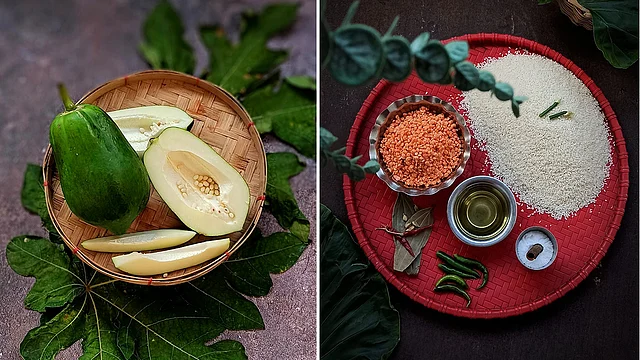 পেঁপে-মুরগির ঝোল আর খিচুড়ির উপকরণ