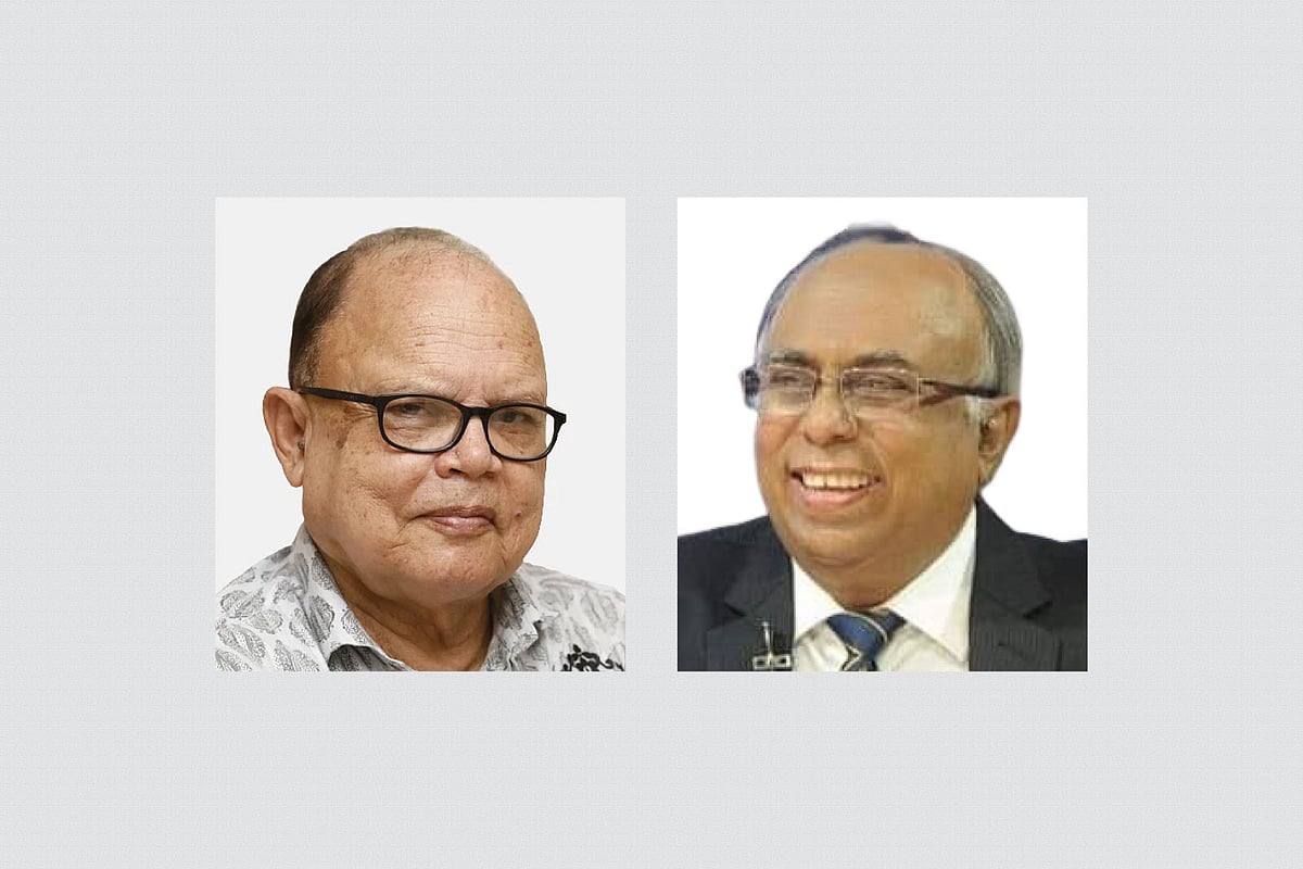 সাবেক মন্ত্রিপরিষদ সচিব আলী ইমাম মজুমদার (বাঁয়ে) ও সাবেক সচিব এ কে এম আবদুল আউয়াল মজুমদার