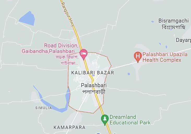 গাইবান্ধার পলাশবাড়ীর মানচিত্র