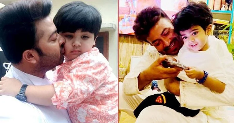 সন্তান আব্রাহাম খান জয় ও শেহজাদ খান বীরের সঙ্গে বাবা শাকিব খানকোলাজ