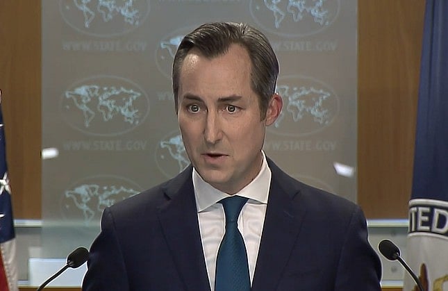 ছবি: মার্কিন পররাষ্ট্র দপ্তরের ব্রিফিংয়ের ভিডিও থেকে নেওয়া