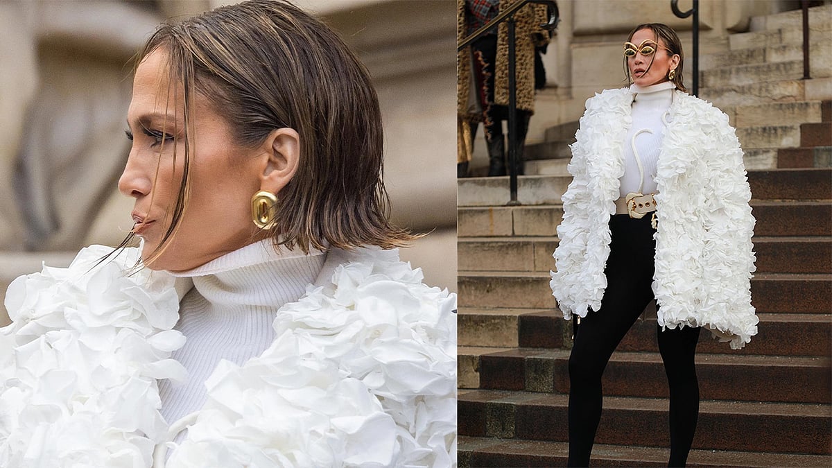 ৭০০০ তাজা গোলাপের পাপড়ি দিয়ে তৈরি শ্বেতশুভ্র কোটে জেনিফার লোপেজ