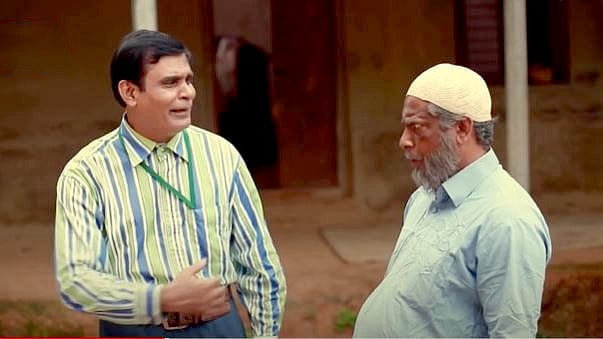 ‘যমজ’ নাটকের শুটিংয়ের দৃশ্যে অভিনেতা রুমি ও মোশাররফ করিম। ছবি: সংগৃহীত