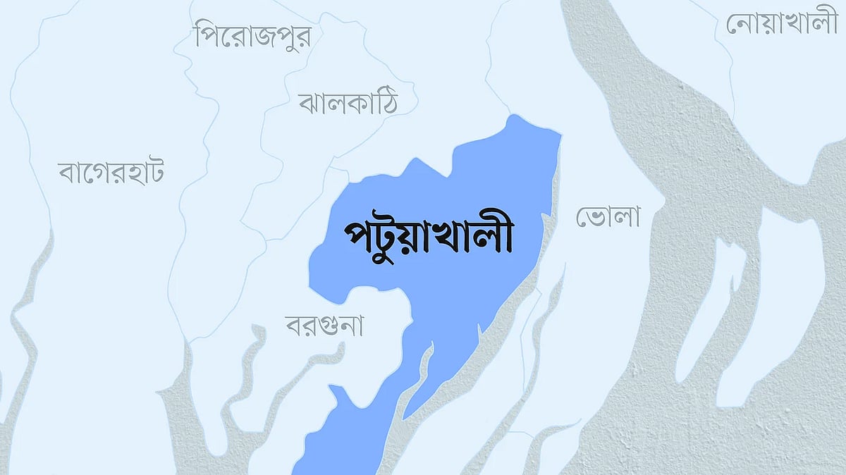 পটুয়াখালী জেলার মানচিত্র