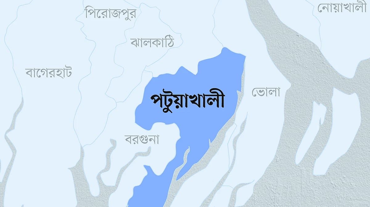 পটুয়াখালী জেলার মানচিত্র