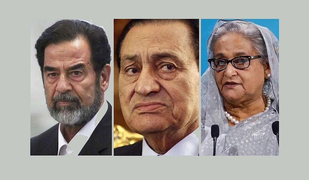 সাদ্দাম হোসেন, হোসনি মোবারক ও শেখ হাসিনা (বাম থেকে ডানে)