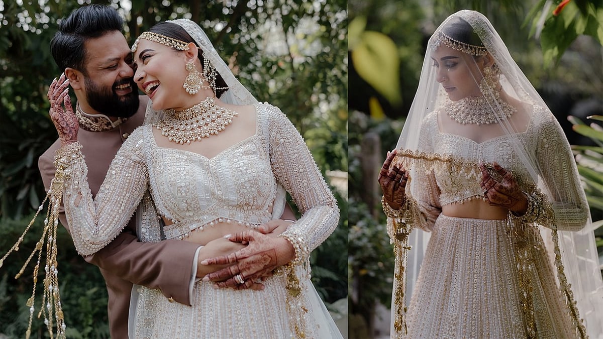 আইভরি লেহেঙ্গায় বিয়ের সাজে চোখ জুড়ালেন মেহজাবীন
