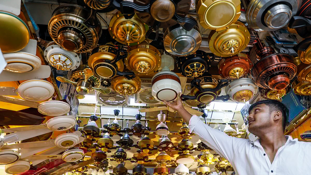 দোকানে রাখা হয়েছে নানা ধরনের ফ্যান