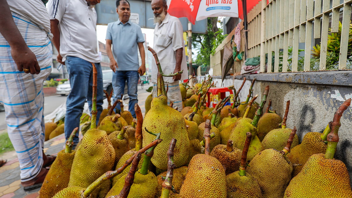 বিক্রির জন্য সাজিয়ে রাখা হয়েছে কাঁঠাল