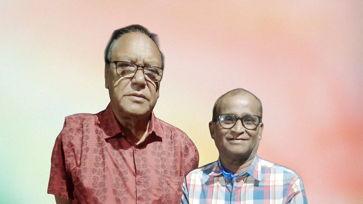 অভিনেতা ফাইয়াজ আহমেদ ও জ্যাকি আলমগীর। ছবি: প্রথম আলো